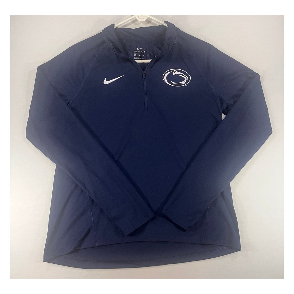 Nike Penn State Nittany Lions Dri-FIT Quarter Zip Pullover Navy Blue Mens Medium